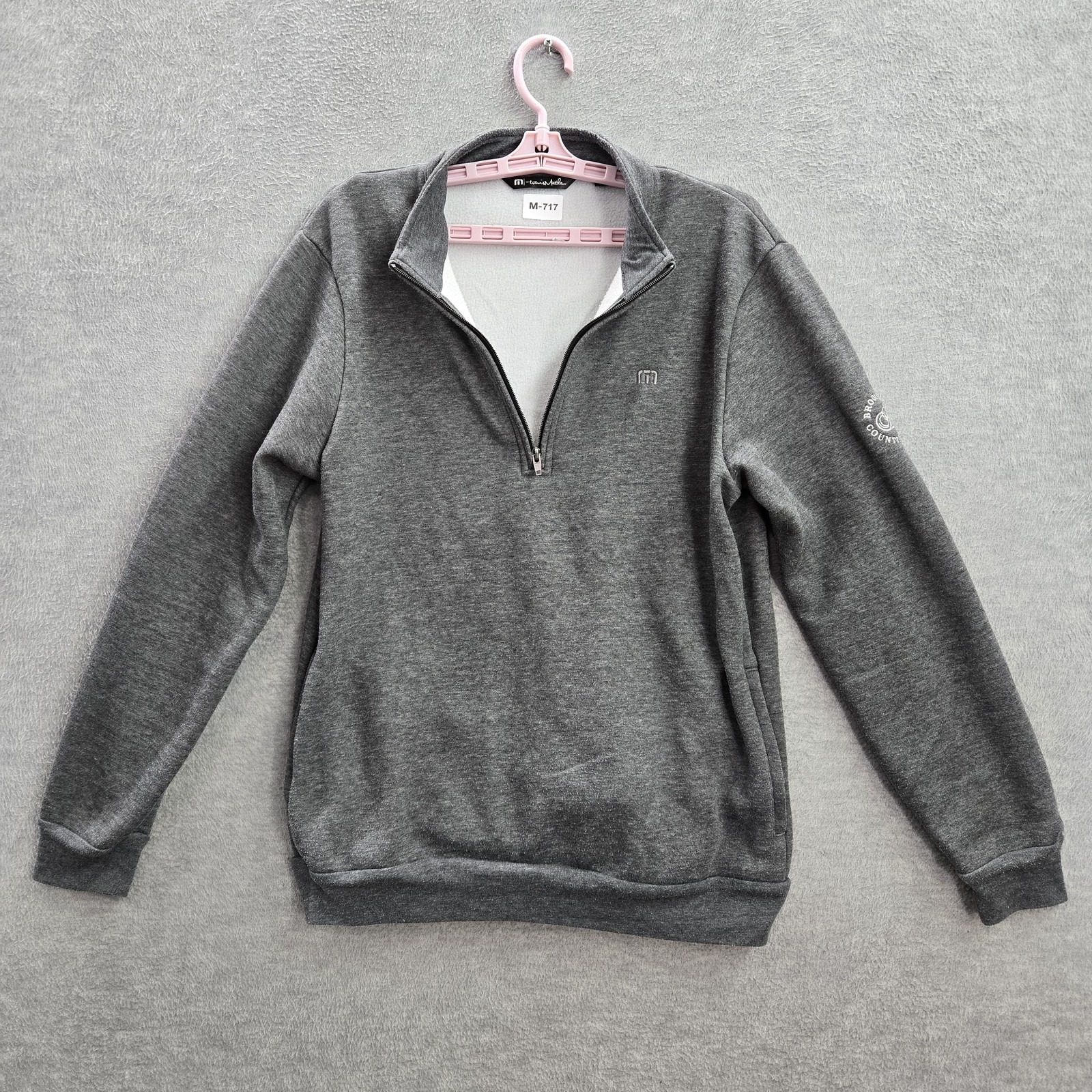 Travis Mathew Men Sweatshirt M Gray 1/2 Zip Fleece Mock Neck Pullover